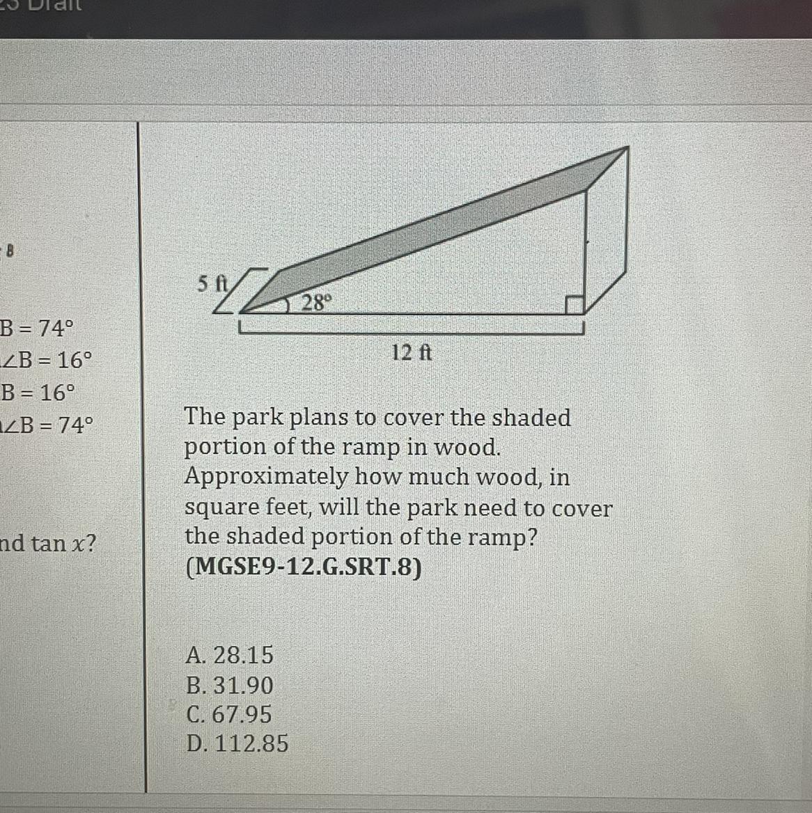 The Park Plans To Cover The Shaded Portion Of The Ramp In Wood.Approximately How Much Wood, In Square