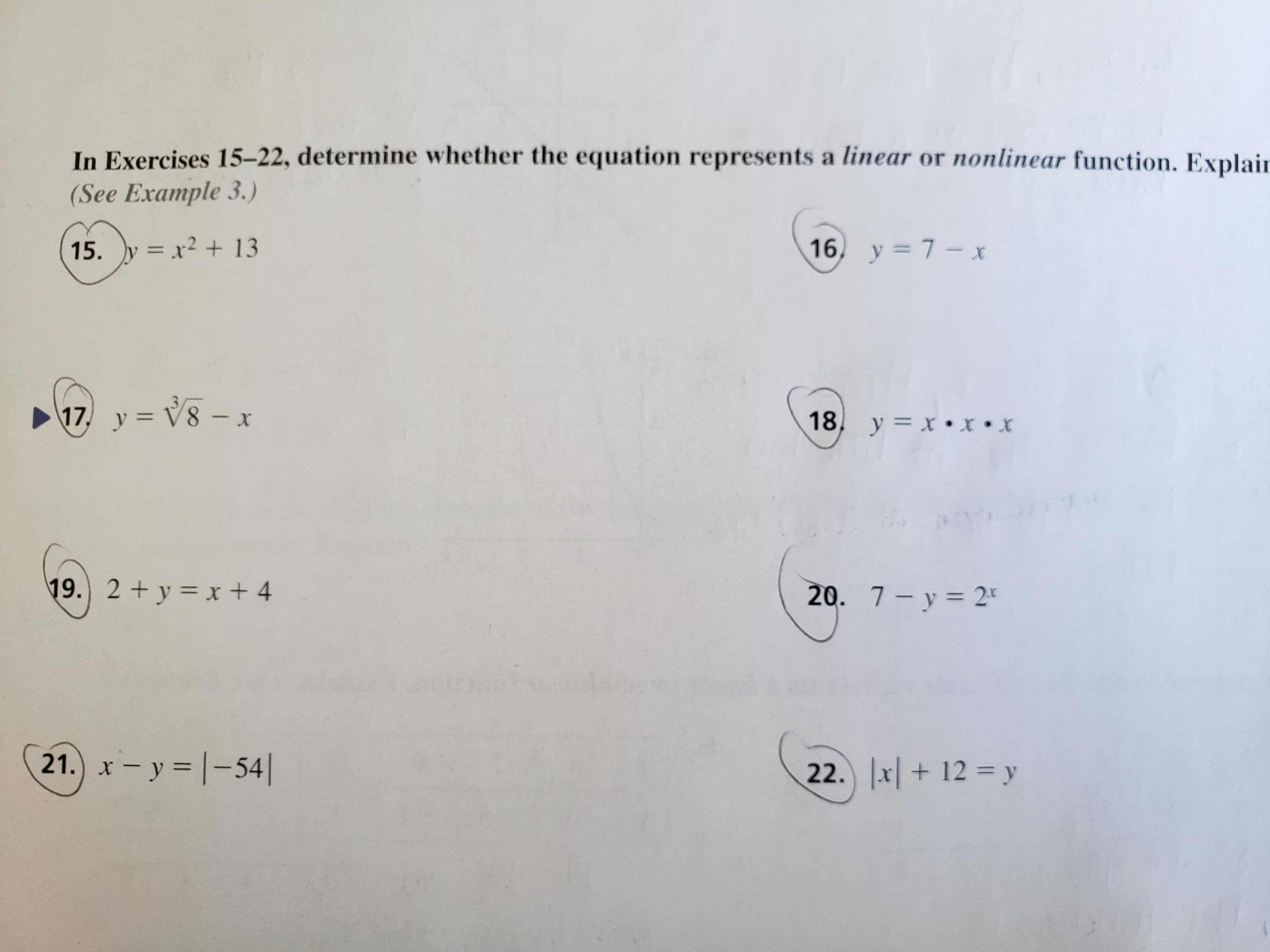 PLEASE HELP! This Is Due Tomorrow!Determine Whether The Equation Represents A Linear Or Nonlinear Function.