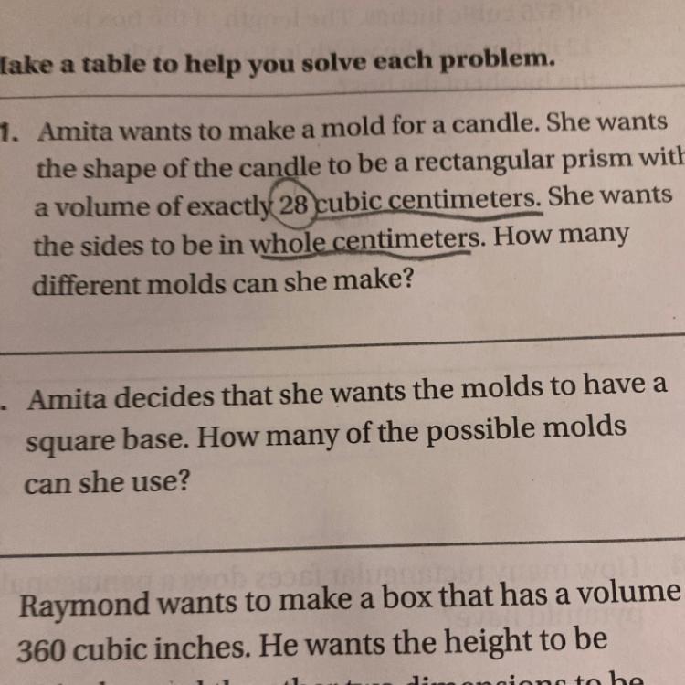 2. Amita Decides That She Wants The Molds To Have Aof The Possible Moldssquare Base. How Manycan She