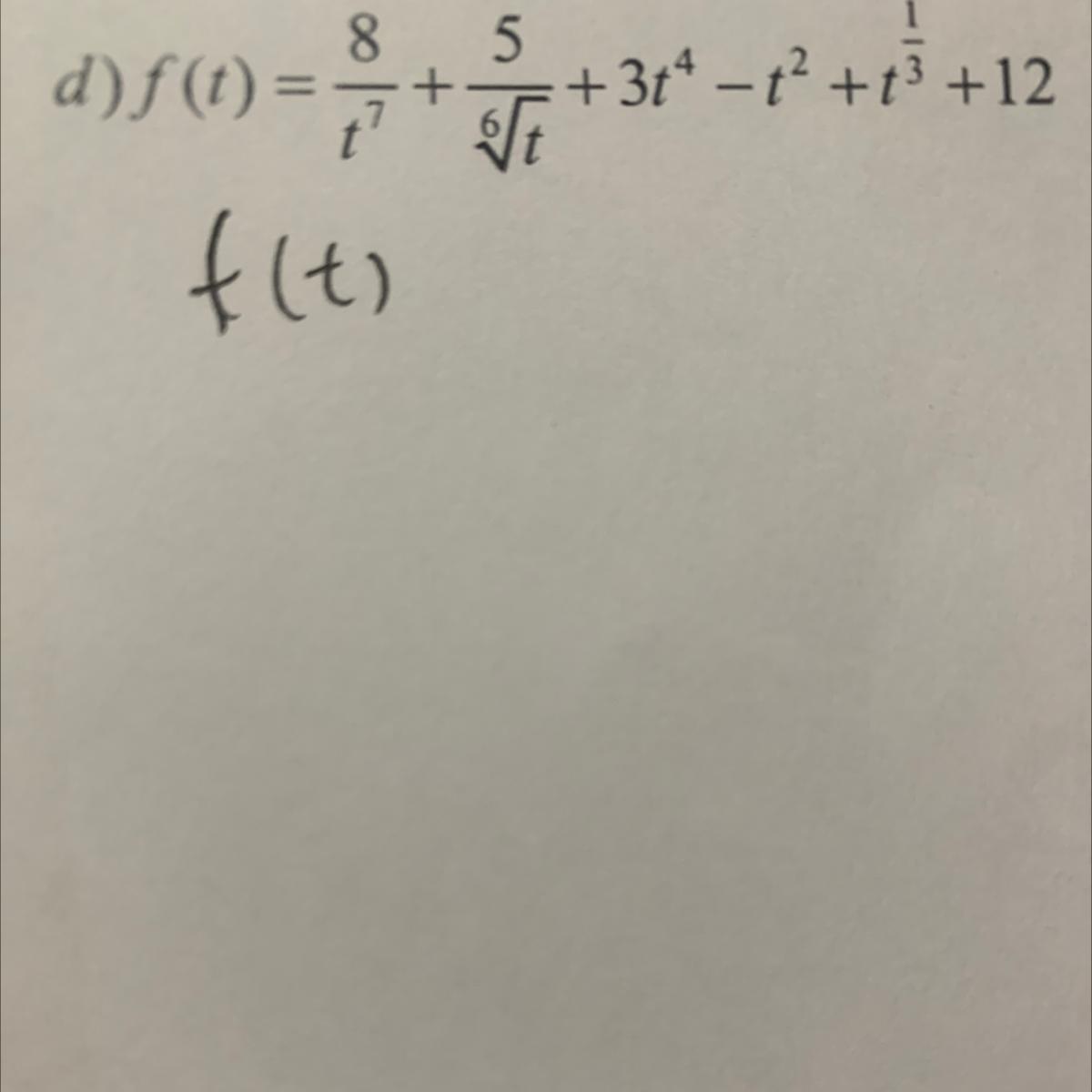 Find The Derivation Of The Following Functions With They Corresponding Variables