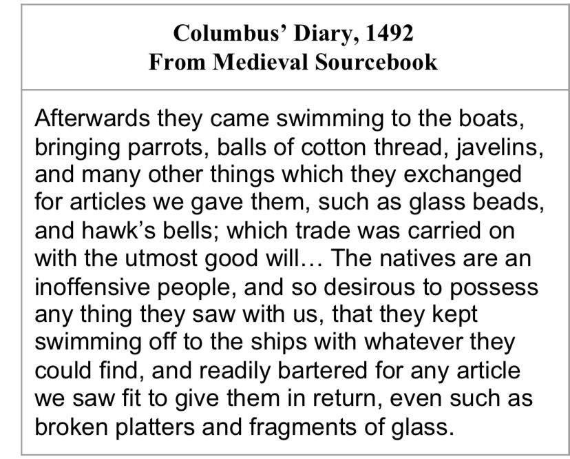 Based On The Excerpt From Columbus Diary What Was Columbus Motivation For Exploration?explain What Evidence