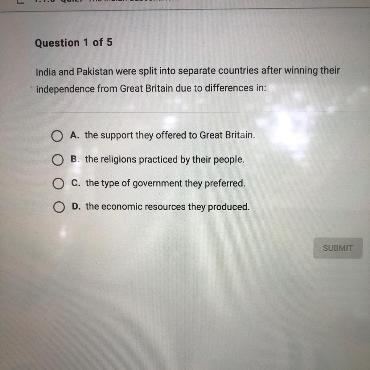 India And Pakistan Were Split Into Separate Countries After Winning Theirindependence From Great Britain