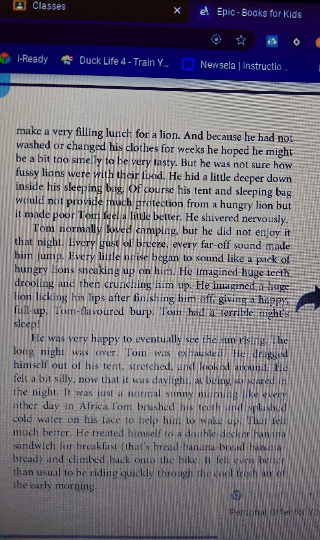 Why Did Tom Not Enjoy His Night In The Tent?
