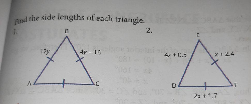 Find The Side Lengths Of Each Triangle. (pahelp Po Please Thank U)