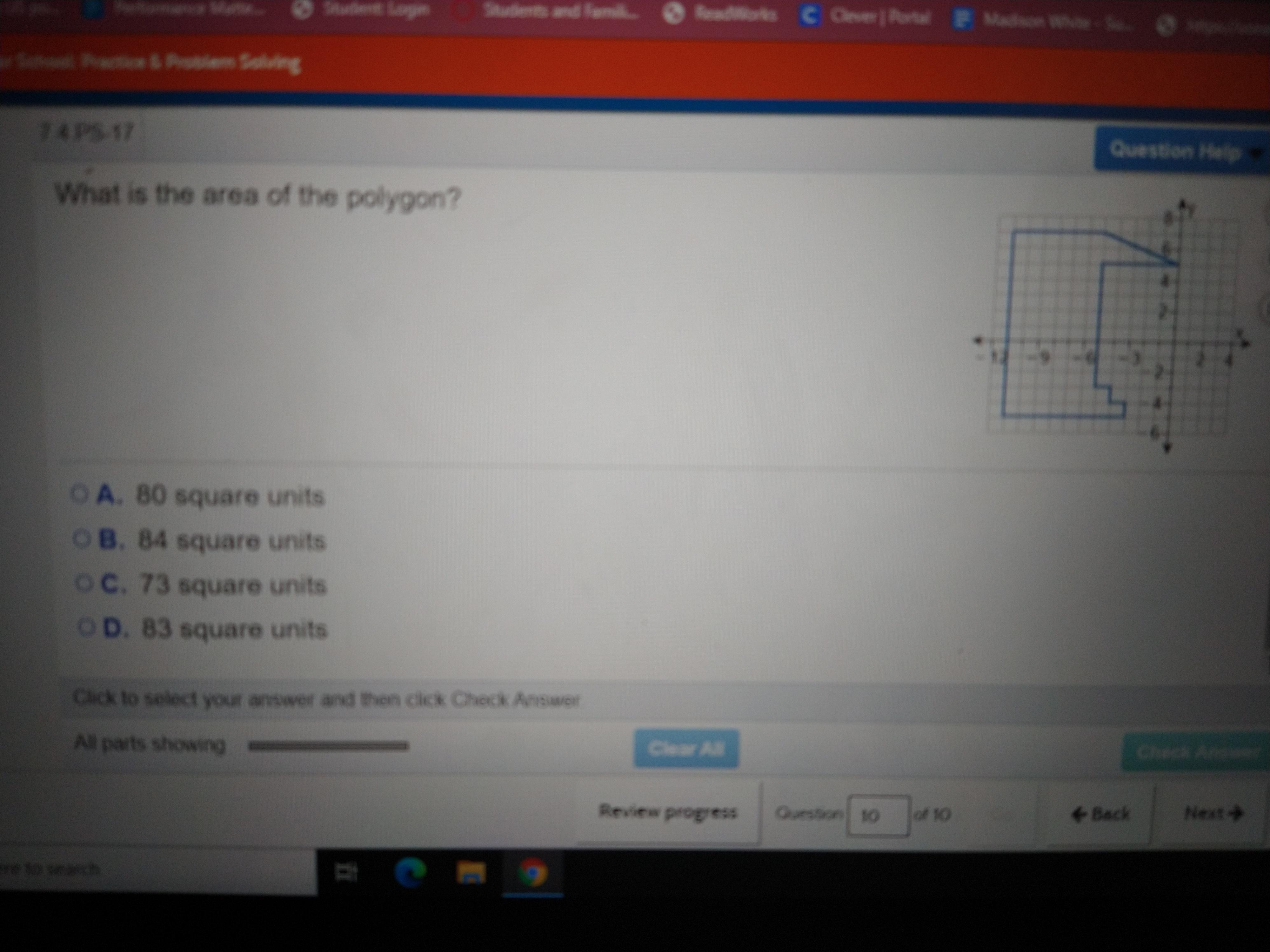 For Schook: Practice &amp; Problem Solving 74PS-17 Question Help What Is The Area Of The Polygon? 4 2