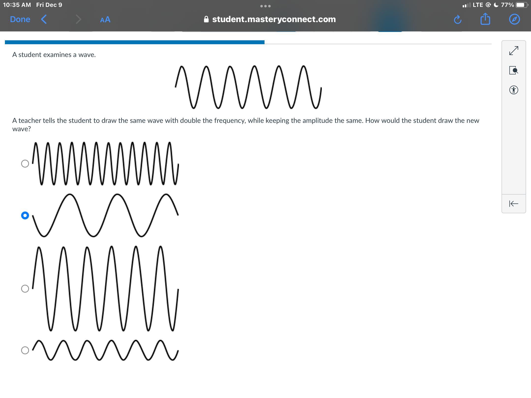 Teacher Tells The Student To Draw The Same Wave With Double The Frequency, While Keeping The Amplitude