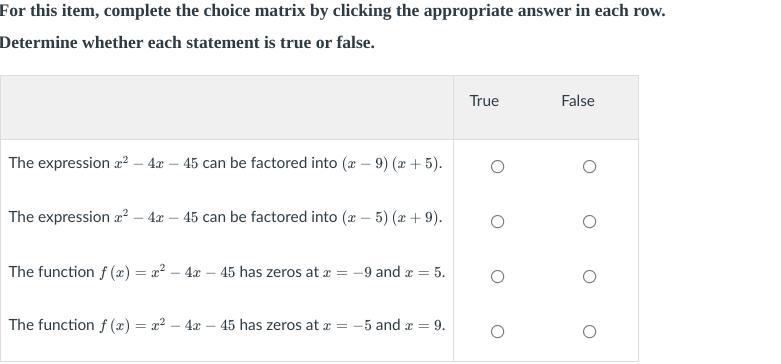 Will Give Brainliest For This Item, Complete The Choice Matrix By Clicking The Appropriate Answer In