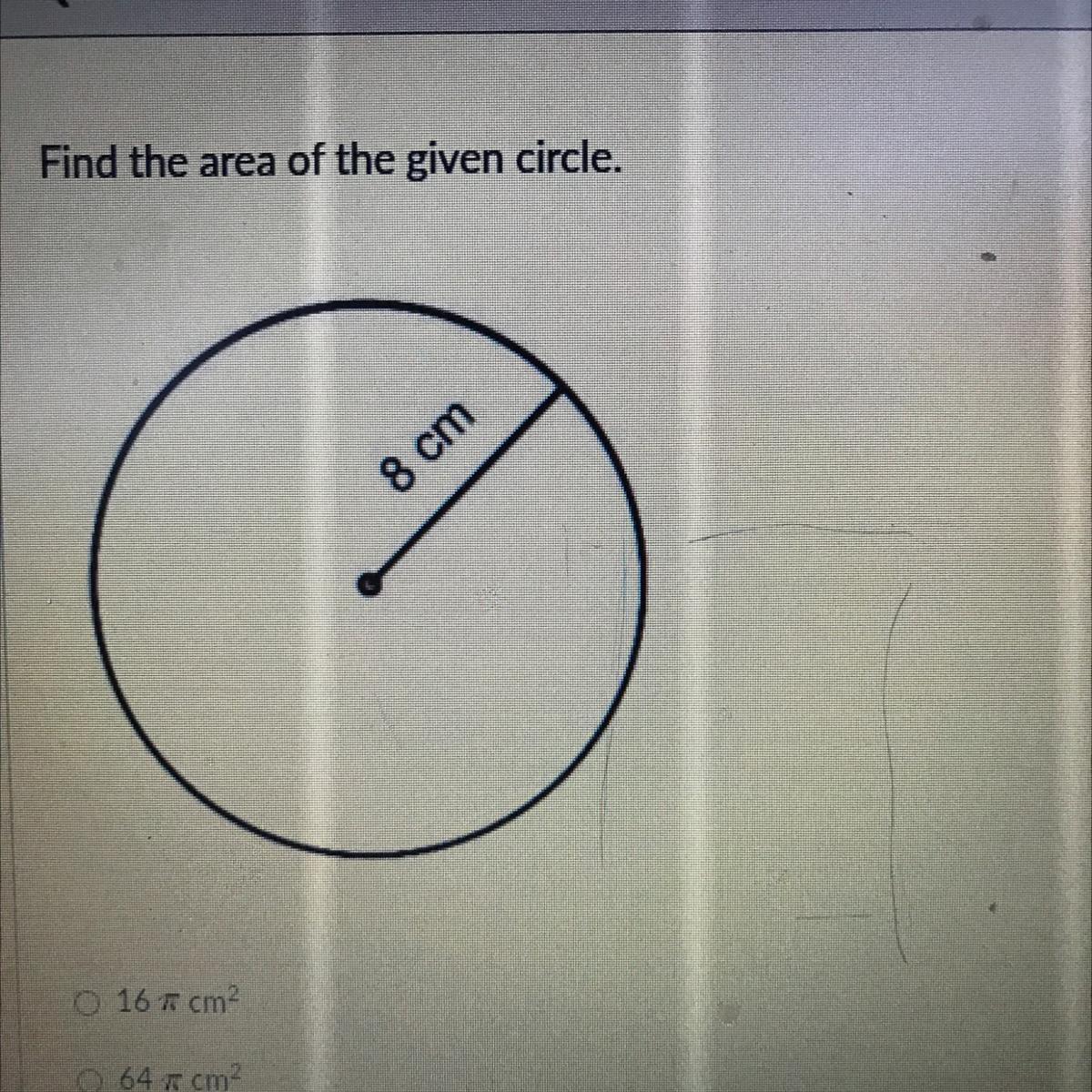 Find The Area Of Circle Plz Help Will Be Much Appreciated Thanks 