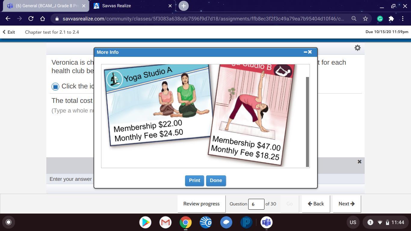 The Total Cost For Each Health Club Will Be The Same After Nothing Months.