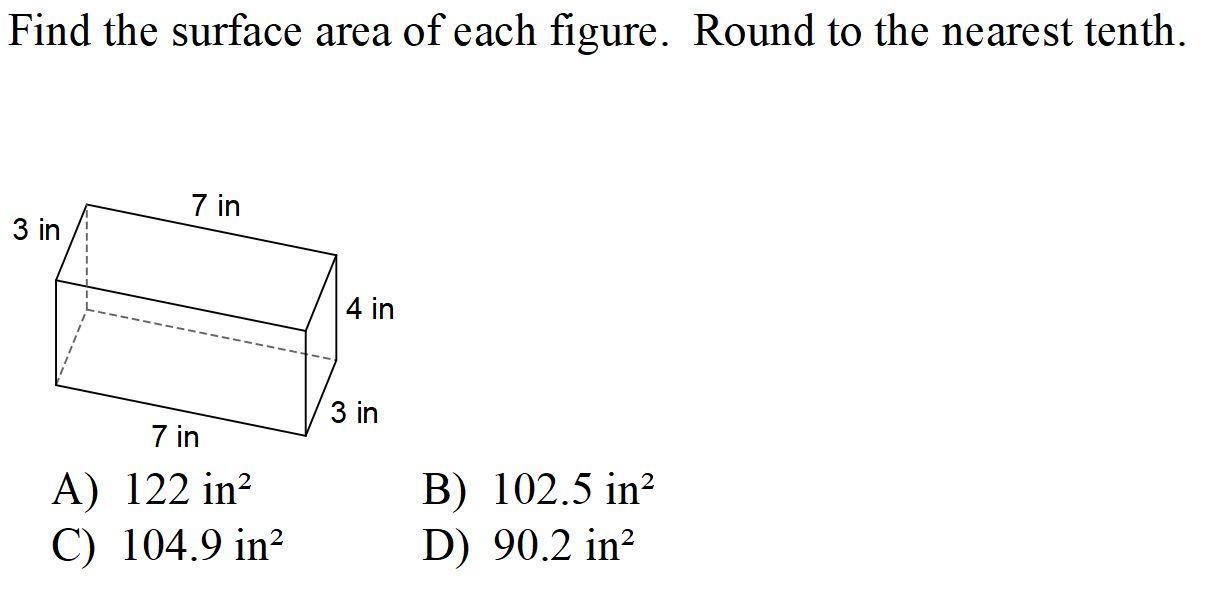 Select The Correct Answer. (Remember There Will Be A Length, Width And Height And They Are All Different