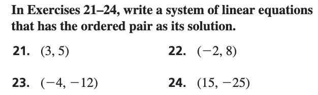 Q.22 5.3 Write A System Of Linear Equations That Has The Ordered Pair Of (-2,8) As It's Solution.