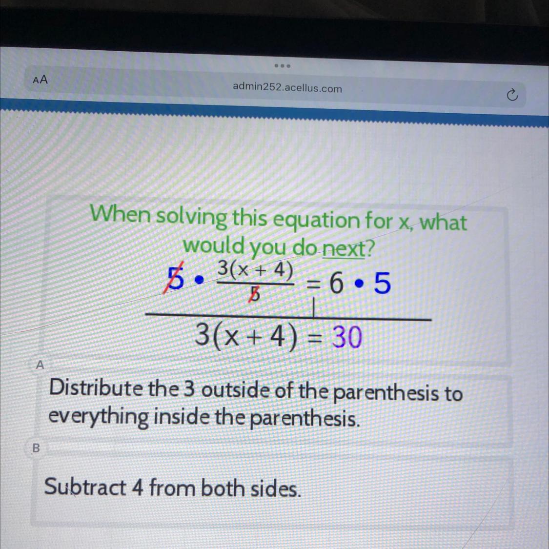 When Solving This Equation For X, What Would You Do Next? 