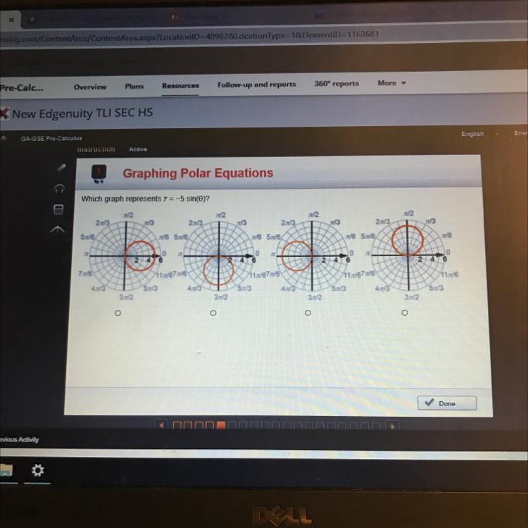 Which Graph Represents R = -5 Sin(theta)Edit: Its The Second Graph