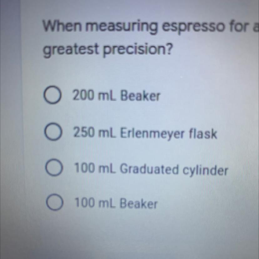 When Measuring Espresso For A Drink, Which Instrument Would Give Thegreatest Precision?