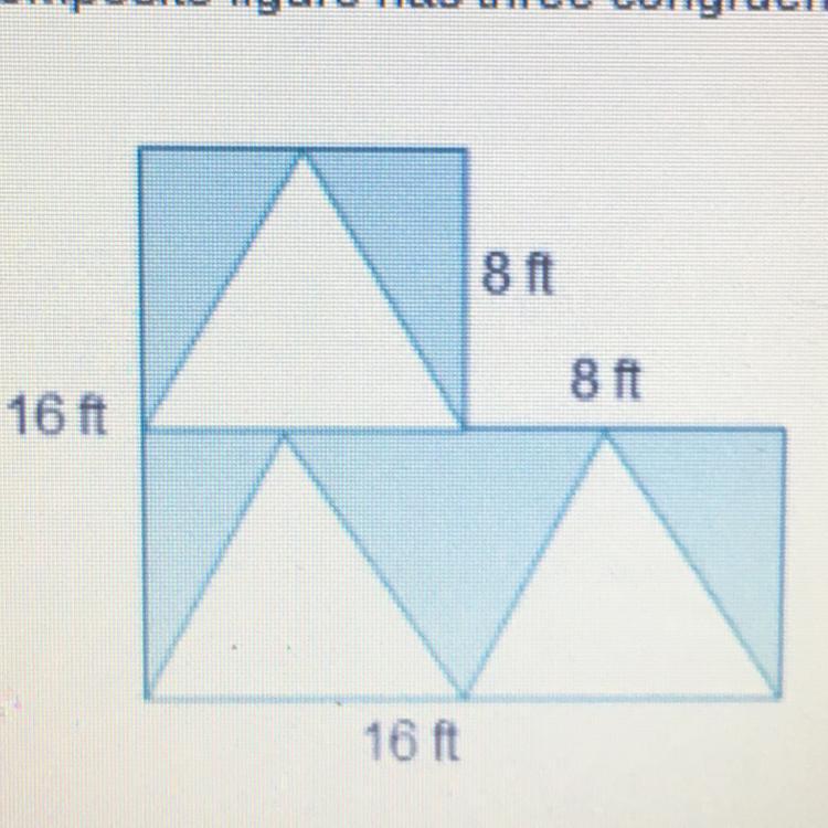 A Composite Figure Has Three Congruent Triangles Removed From It.What Is The Area Of The Shaded Region?O