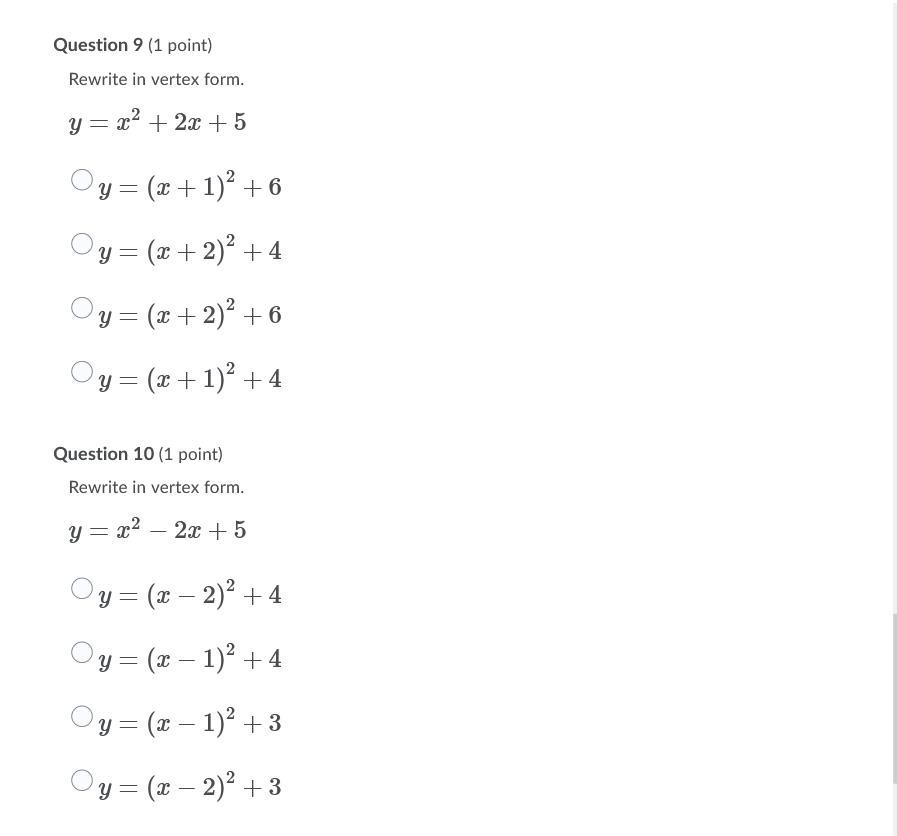 Does Anybody Know Vertex Form Pls Help