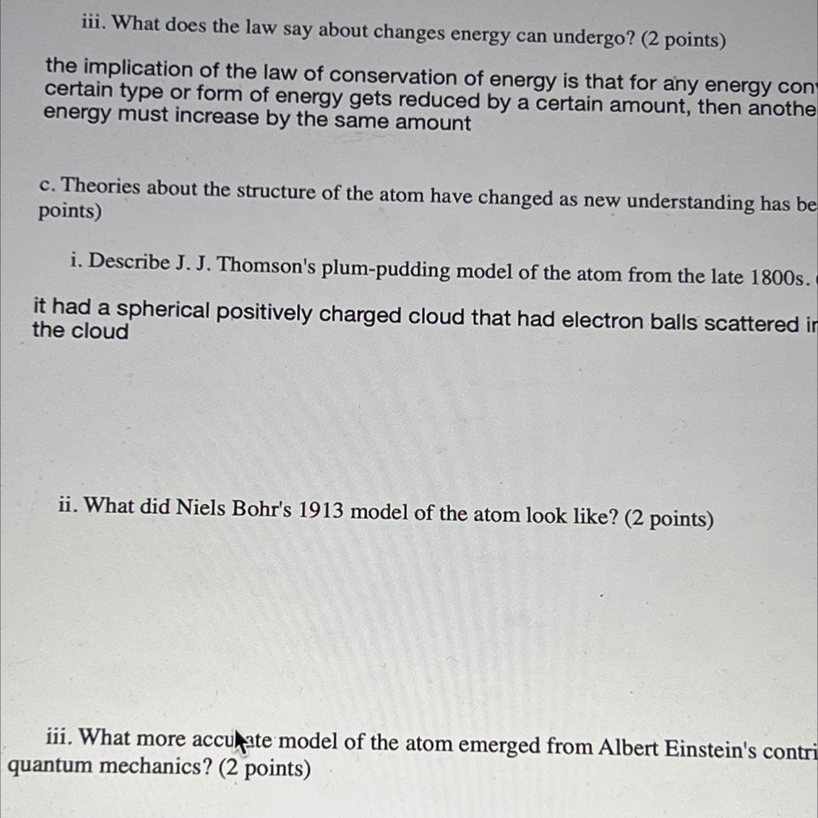 Ii. What Did Niels Bohr's 1913 Model Of The Atom Look Like? (2 Points)