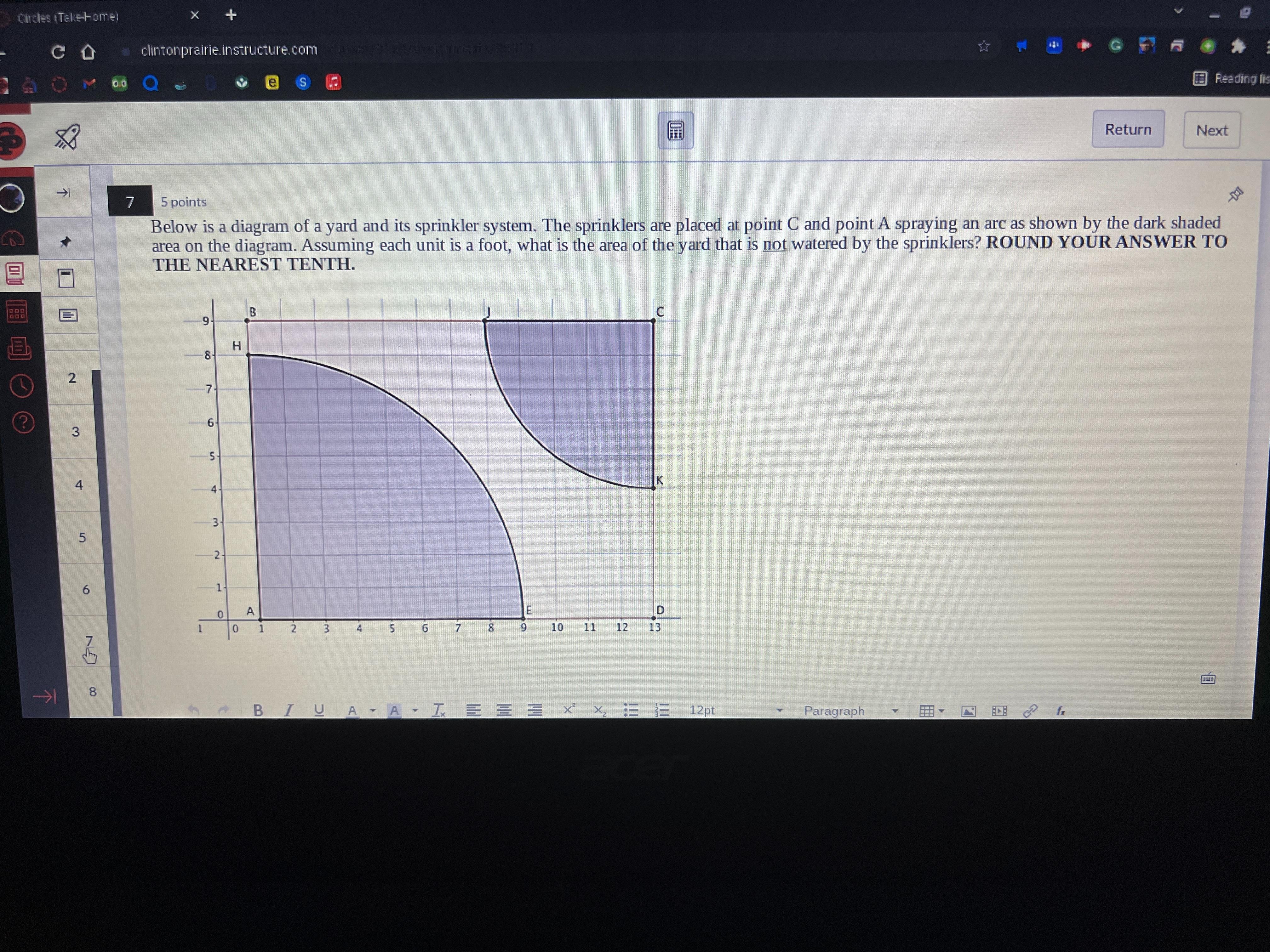 I Have A Question About Area Of An Arc And I Have A Picture Of It 