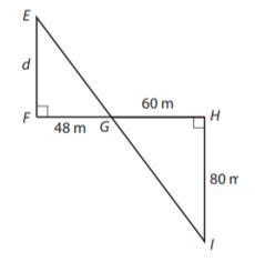Use Similar Triangles EFG And IHG To Find The Missing Distance D