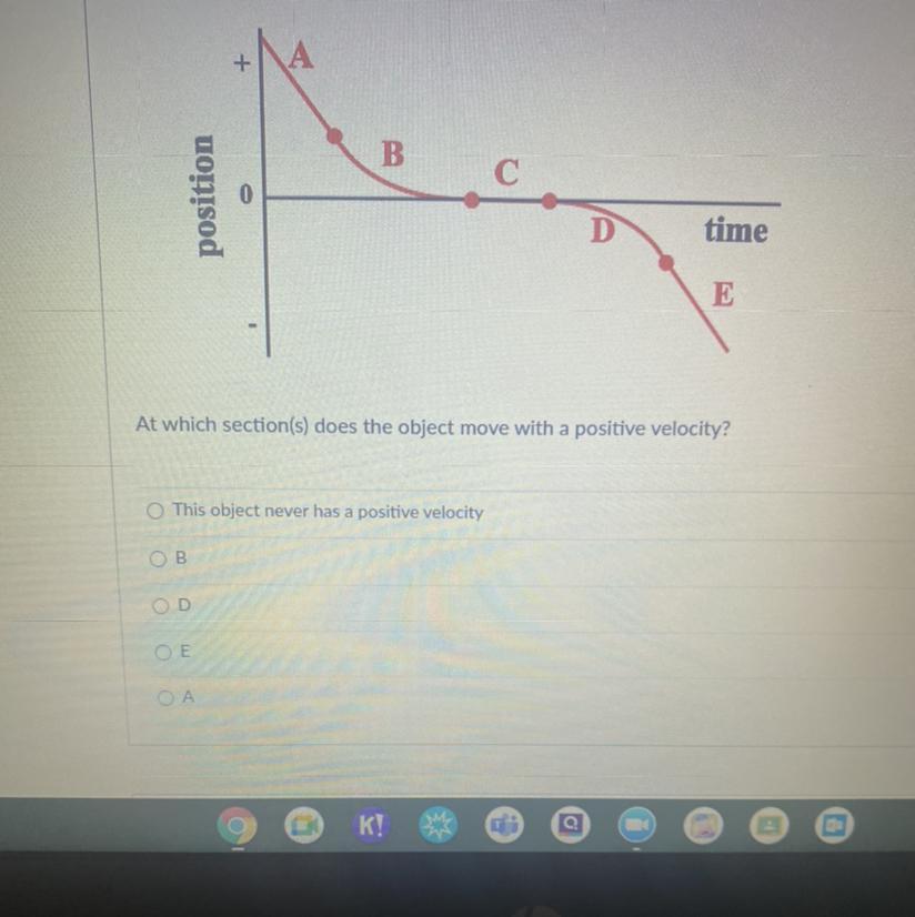 At Which Section Does The Object Move With A Positive Velocity
