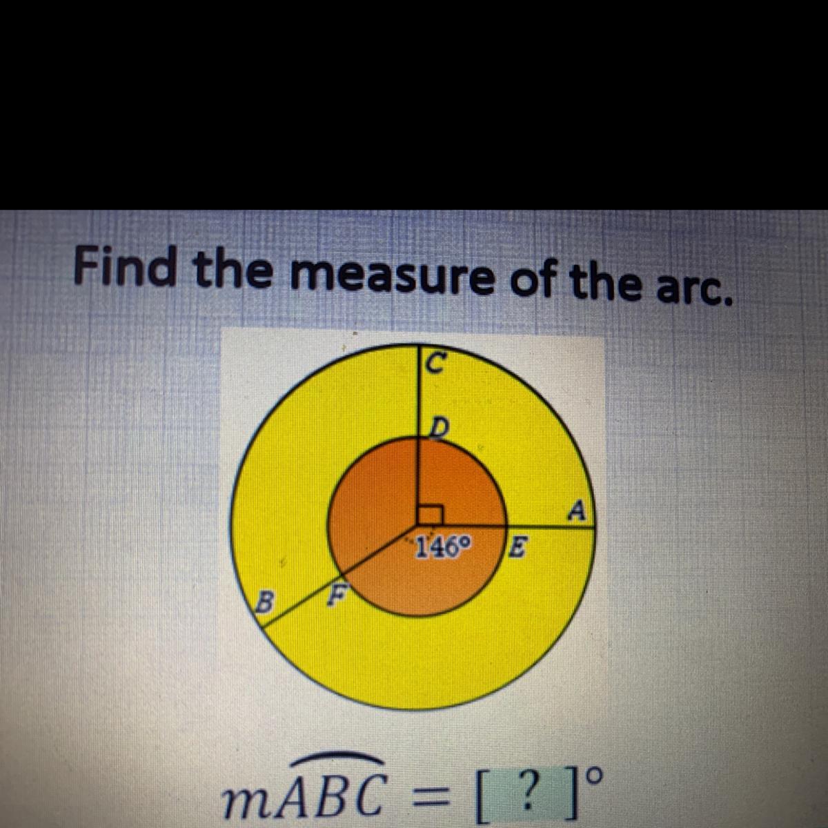 Find The Measure Of The Arc.1460EB.MABC = [ ? ]