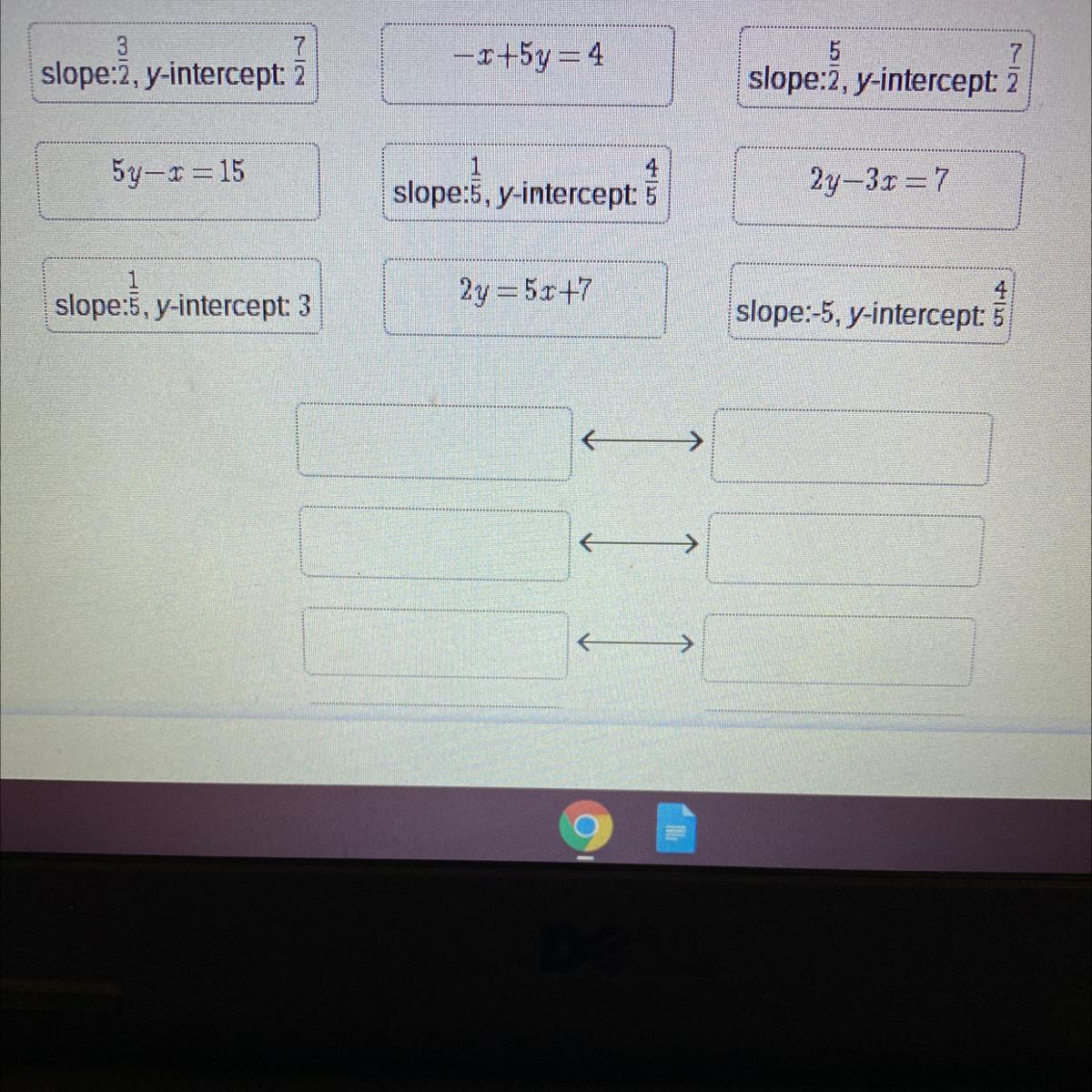 Match Each Linear Equation To Its Slope And Y-intercept.