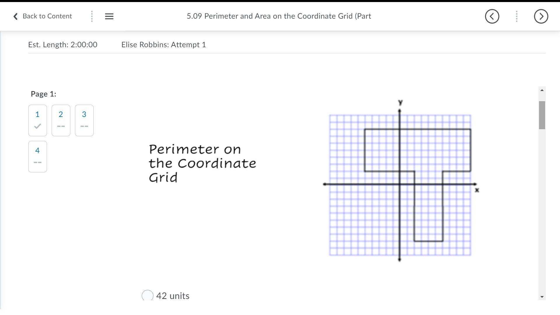 What Is The Perimeter Of This Shape On The Coordinate Plane?A. 42 Units B. 42 Units Squared C. 52 Units