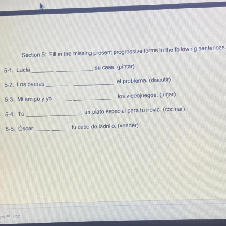 Fill In The Missing Present Progressive Forms In The Following Sentences 