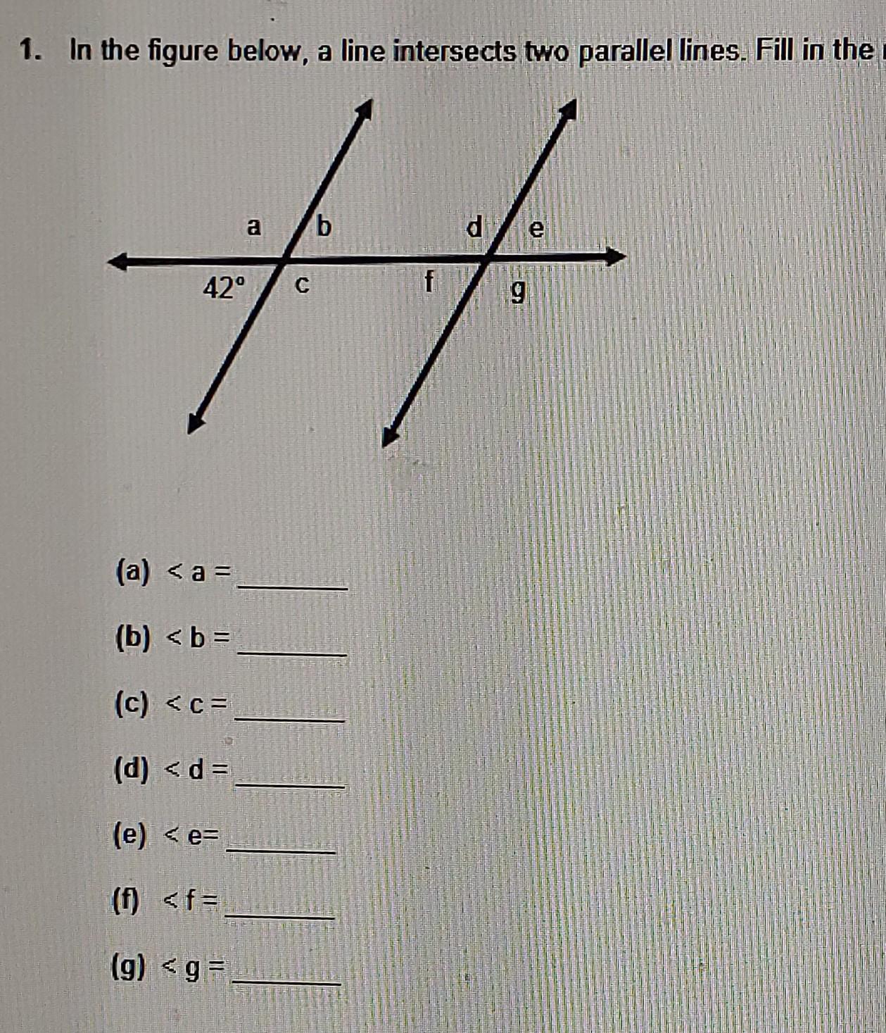 PLEASE HELP ASAP NO LINKS OR WILL BE REPORTED! 1. In The Figure Below, A Line Intersects Two Parallel