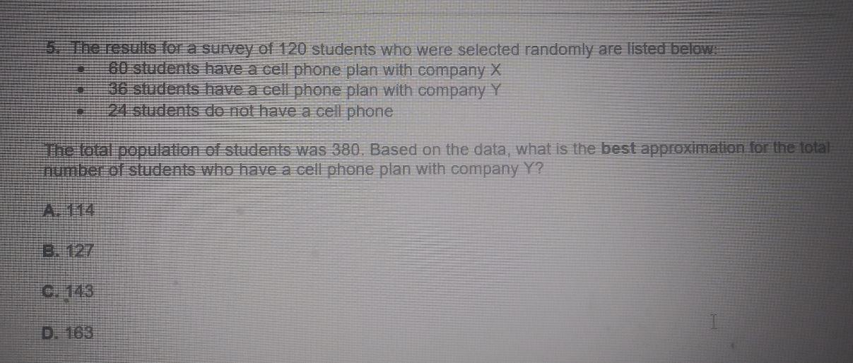 The Results For A Survey Of 120 Students Were Selected Randomly Are Listed Below