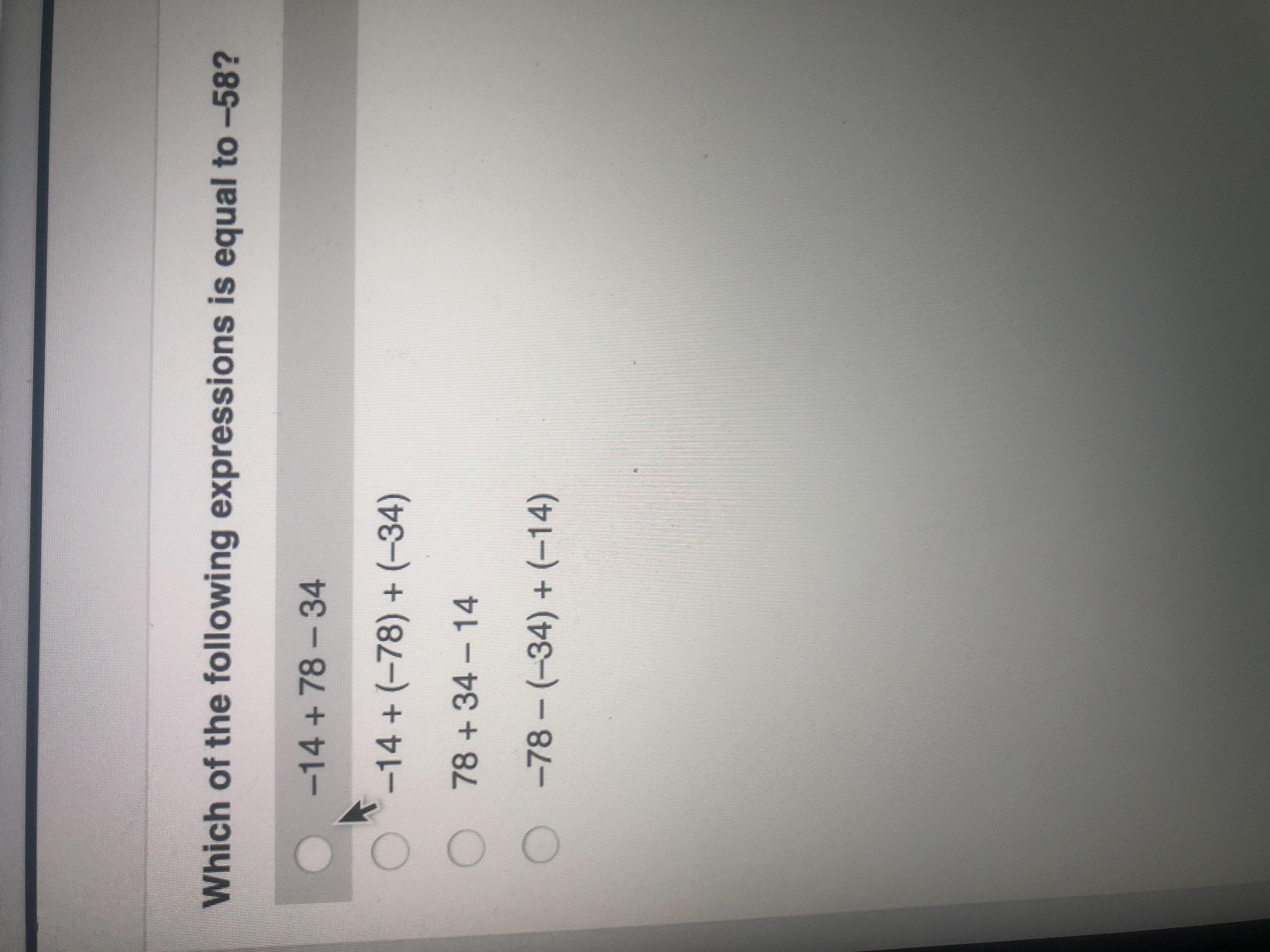 Which Of The Following Expressions Are Equal To -58?