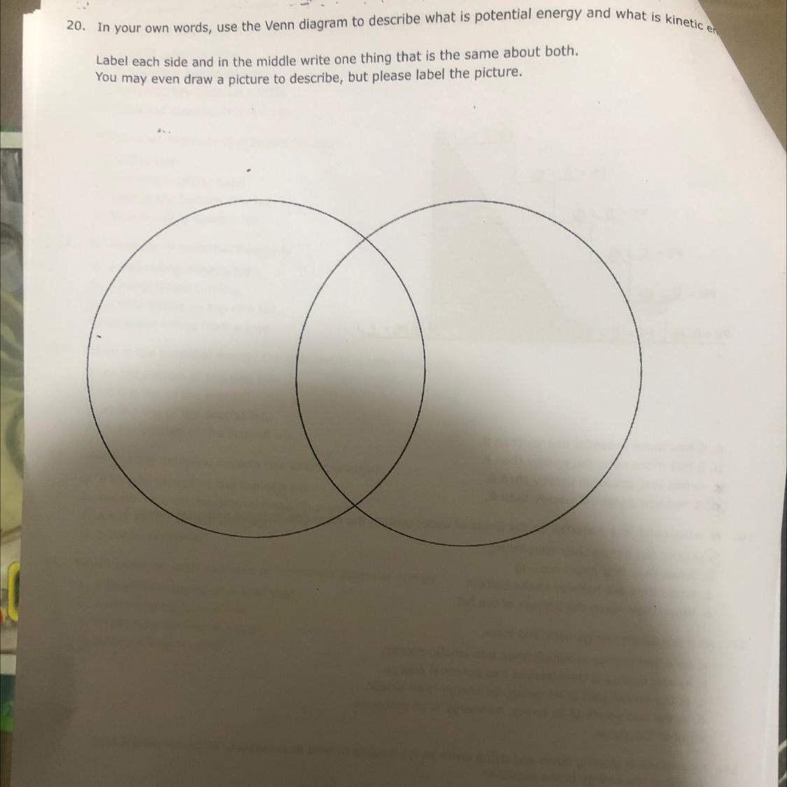 In Your Own Words, Use This Venn Diagram To Describe What Is Potential Energy And What Is Kinetic Energy