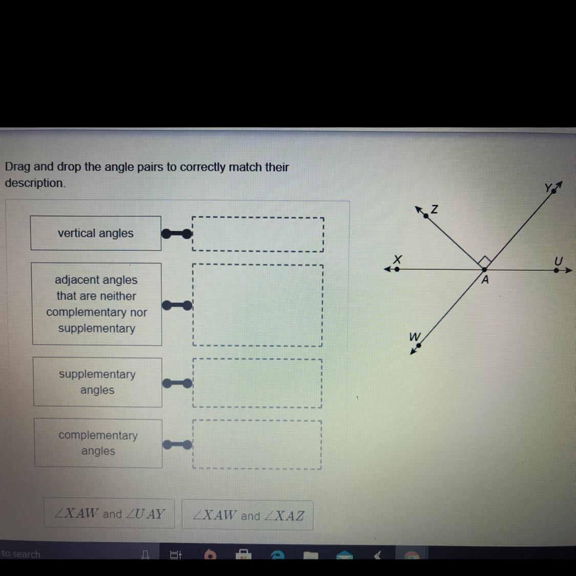 Drag And Drop The Angle Pairs To Correctly Match Their Description.