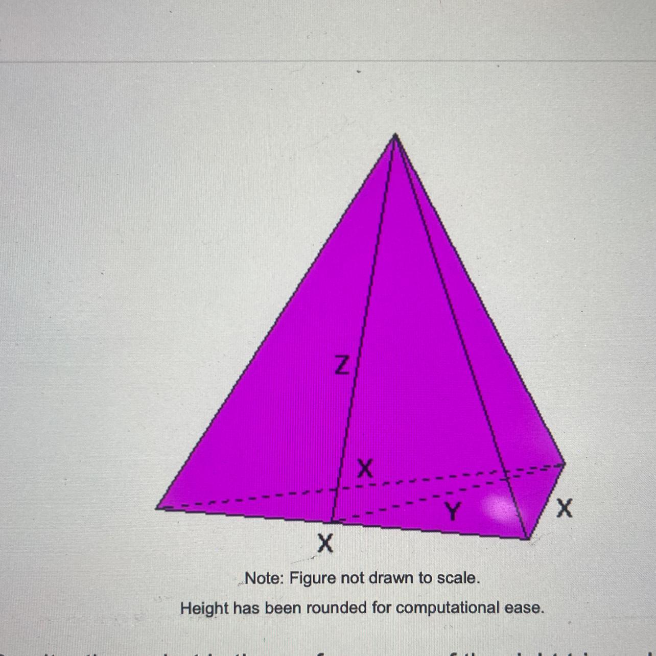 .Height Has Been Rounded For Computational Ease.If X = 3 Units, Y = 3 Units, And Z = 6 Units, Then What