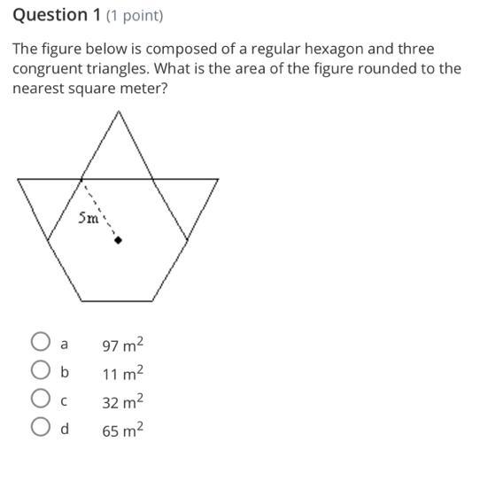 The Figure Below Is Composed Of A Regular Hexagon And Three Congruent Triangles. What Is The Area Of