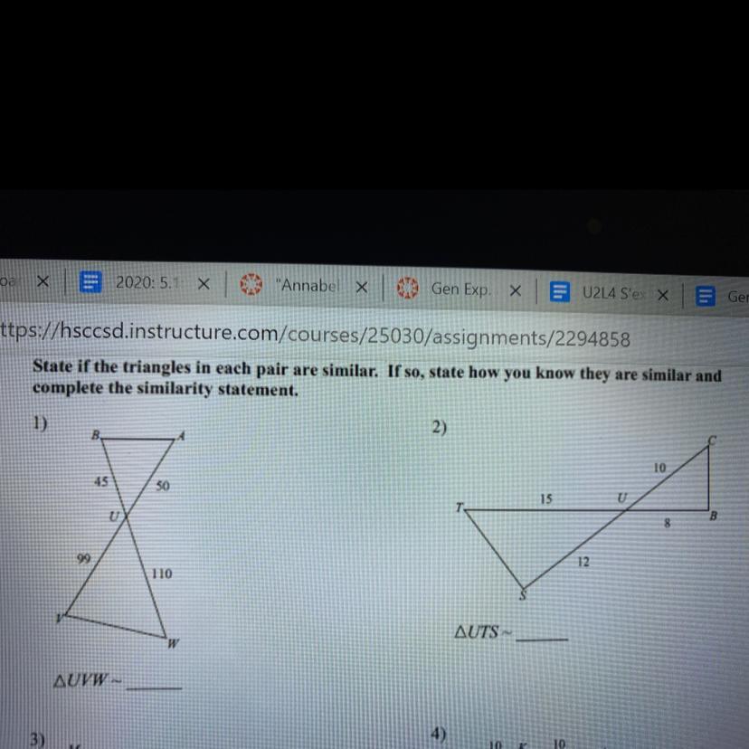 State If The Triangles In Each Pair Are Similar. If So, State How You Know They Are Similar Andcomplete