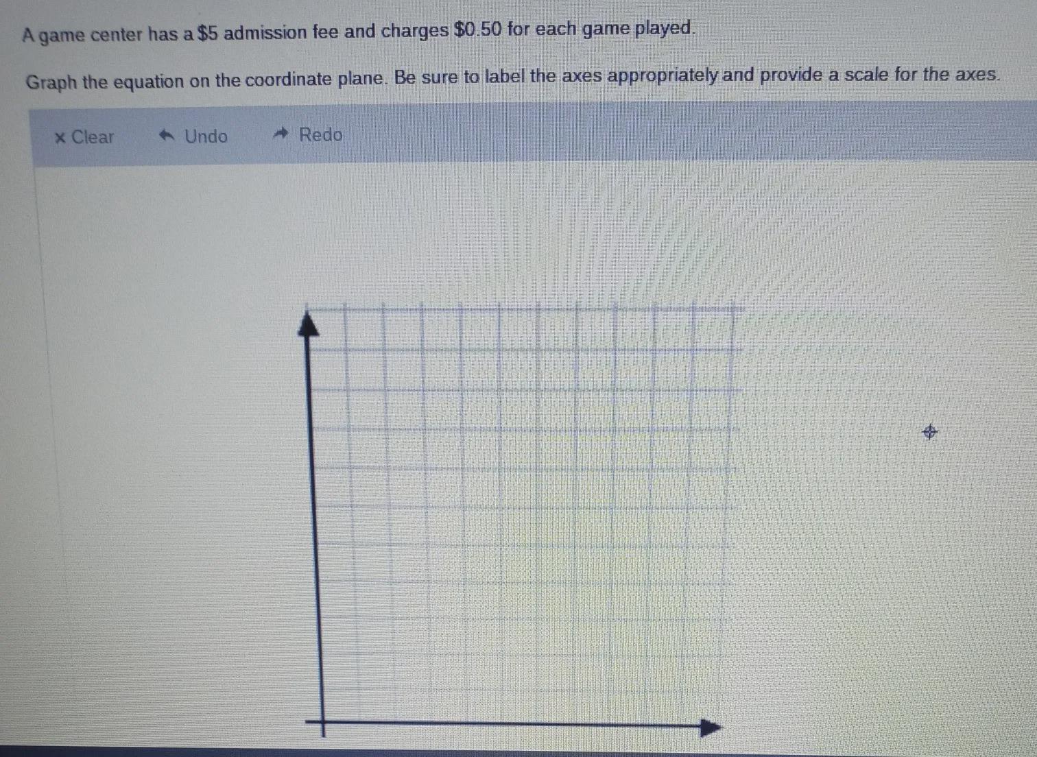 A Game Center Has A $5 Admission Fee And Charges $0.50 For Each Game Played. Graph The Equation On The