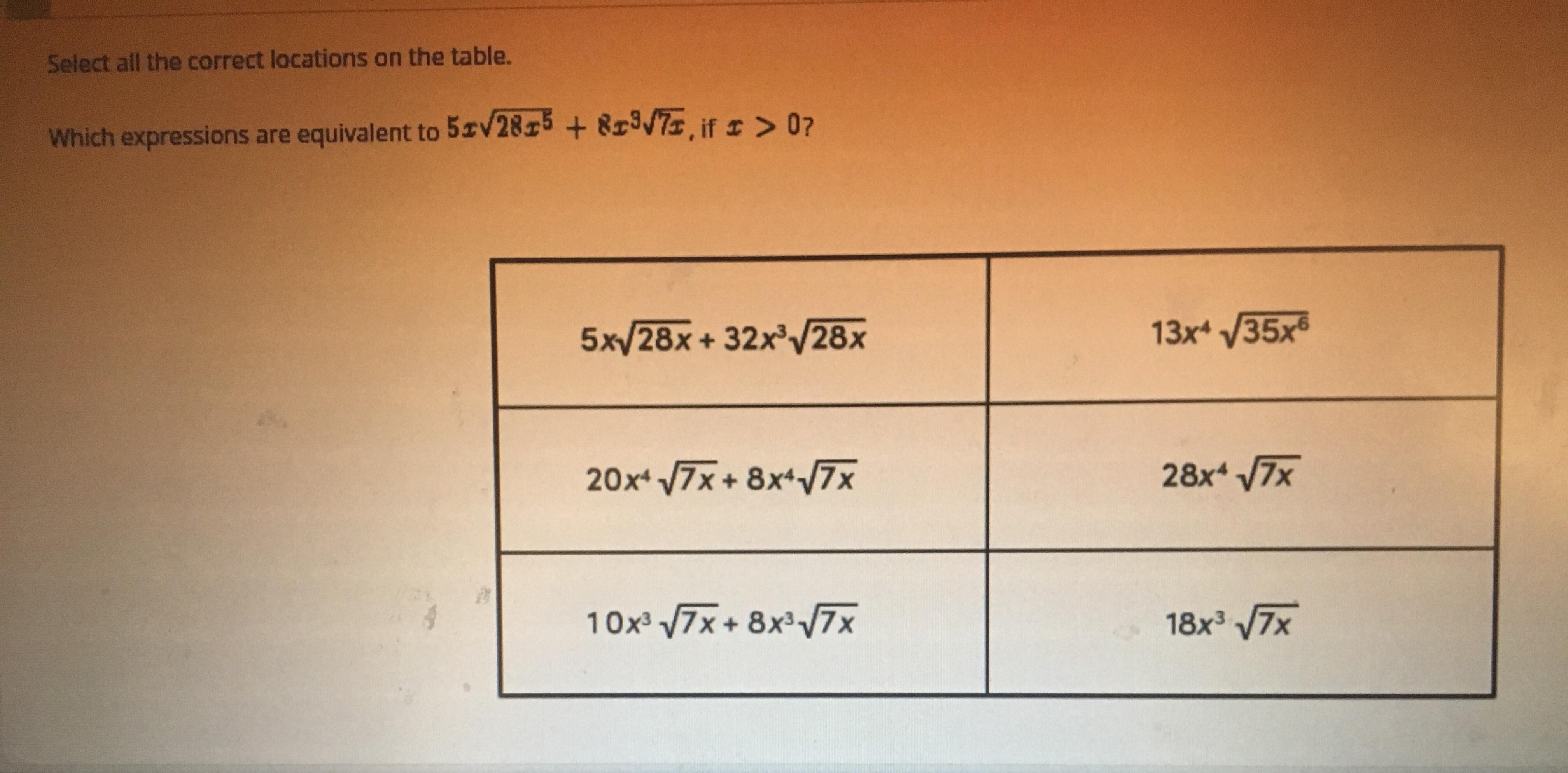 IF YOU ARE REALLY GOOD AT MATH PLEASE HELP ASAP!! Select All The Correct Answers On The Table