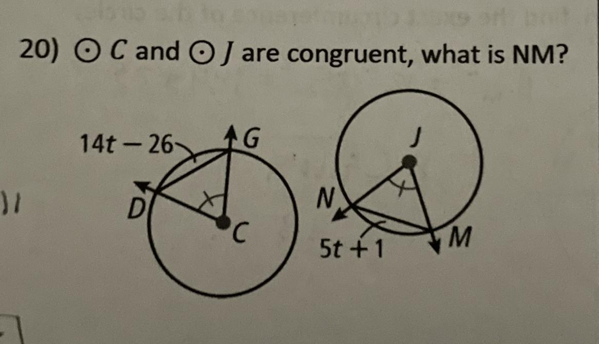 Circle C And Circle J Are Congruent, What Is NM?