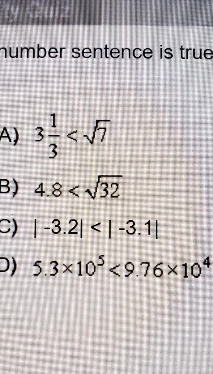 Which Number Sentence Is True?