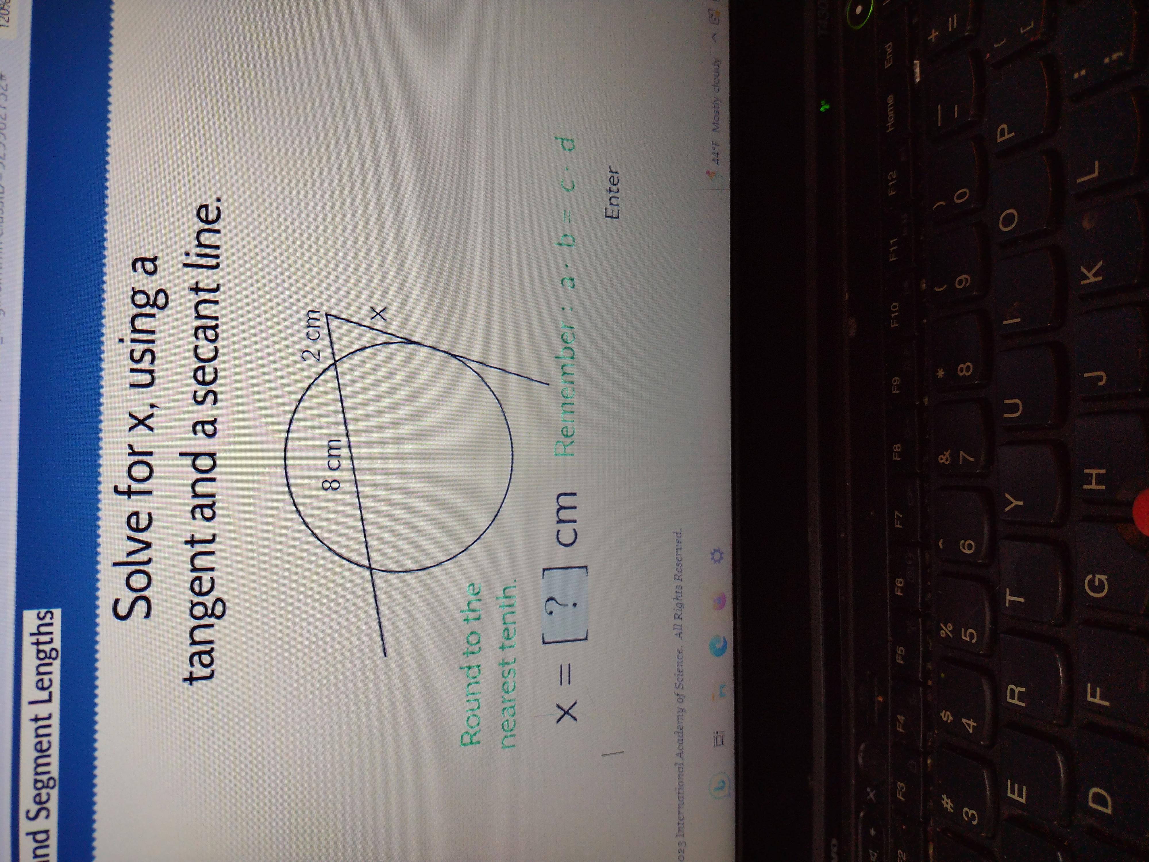 Solve For X, Using A Tangent And Secant Line