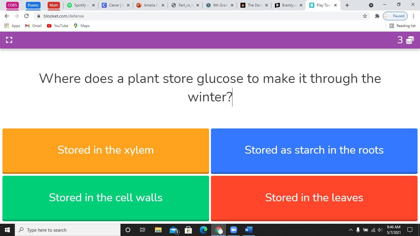 Help Me Please! Where Does A Plant Store Glucose To Make It Through The Winter?