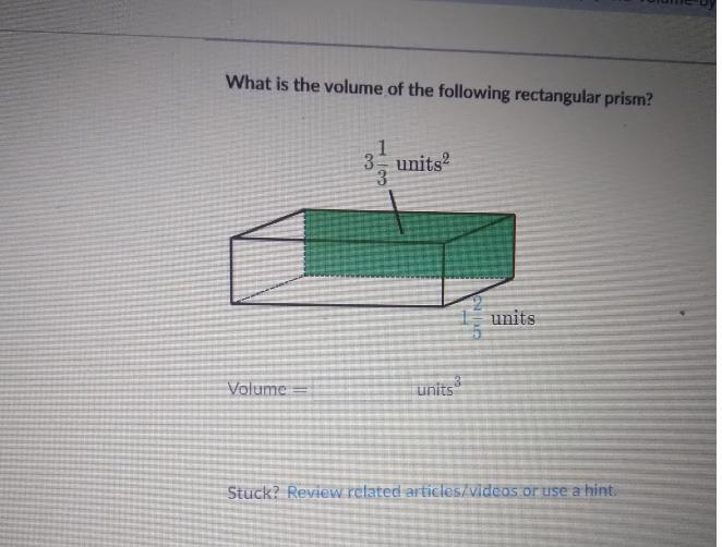 What Is The Volume Of The Following Rectangular Prism?3 1/31 2/5