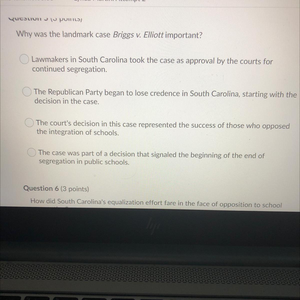 I NEED HELP ASAP! Why Was The Landmark Case Briggs V. Ellliot Important 