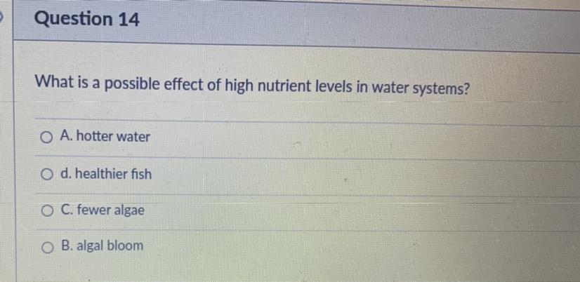 What Is The Possible Effect Of High Nutrient LevelsIn Water Systems