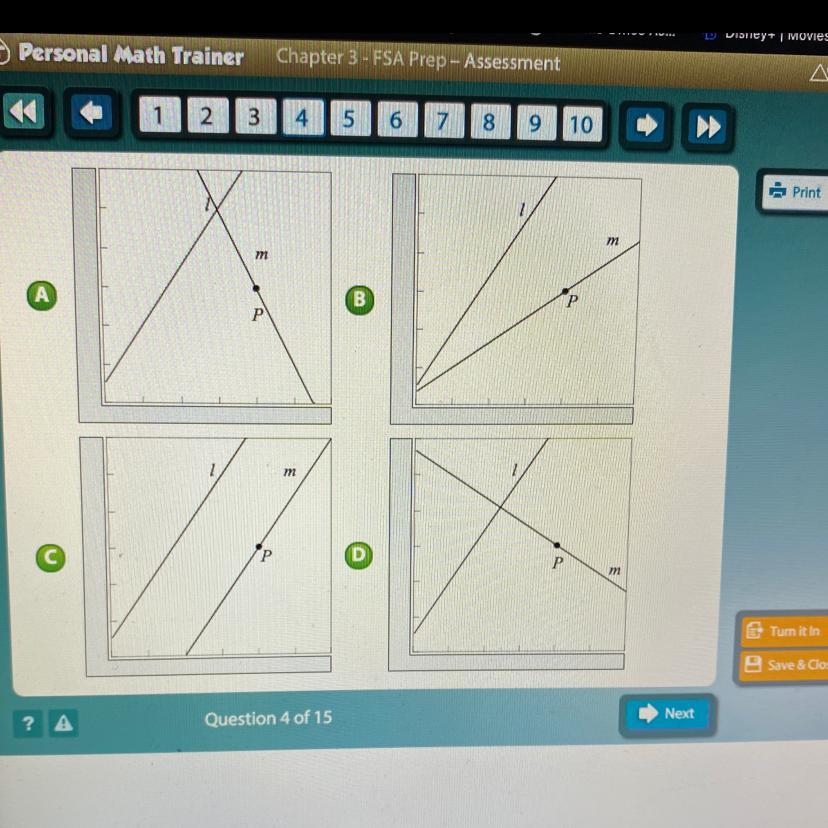 Choole A Line M That Passes Through Point, P, And Is Parallel To Linel.