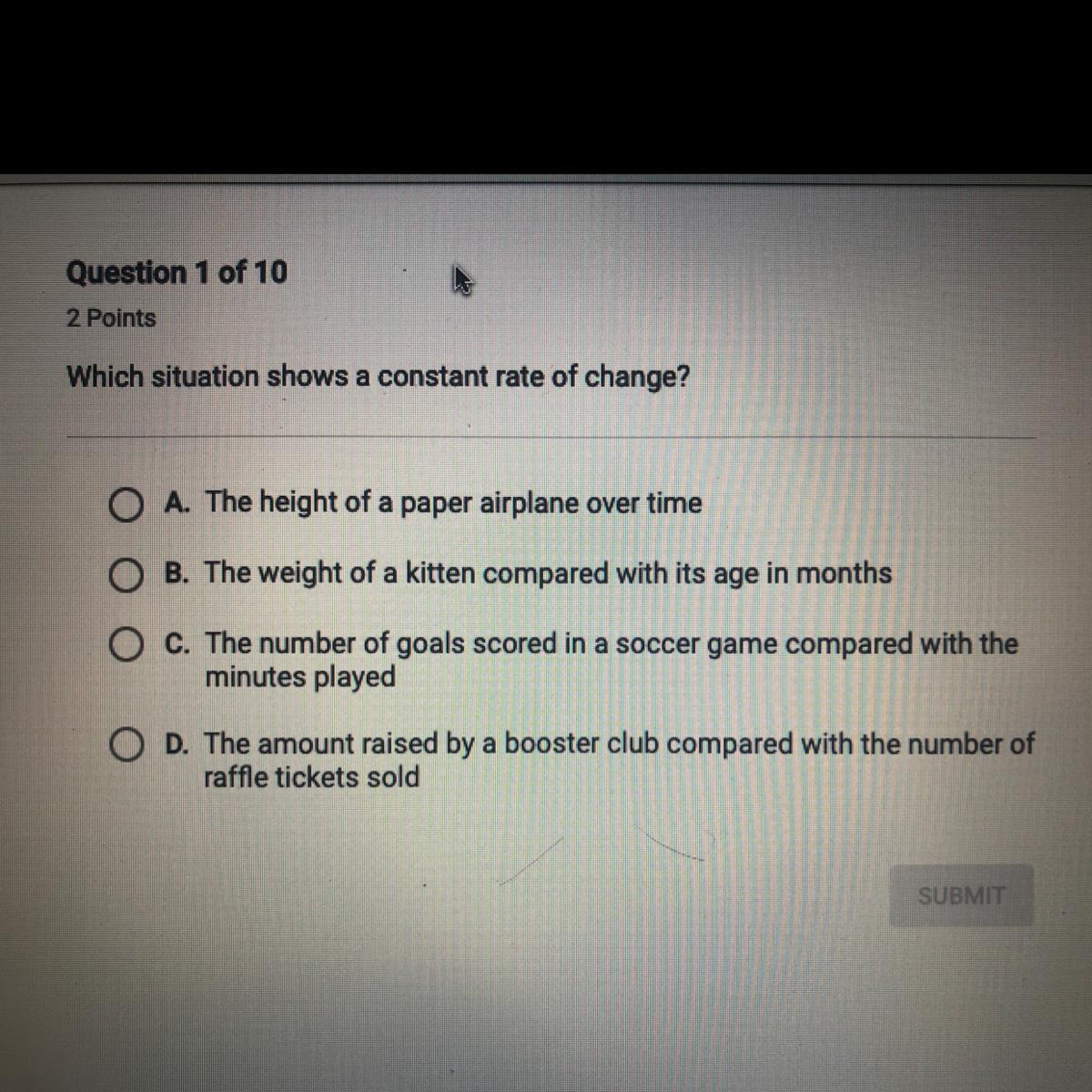 Which Situation Shows A Constant Rate Of Change?