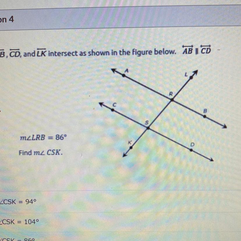 Lines AB, CD, And LK Intersect As Shown In The Figure Below. AB I CDKA