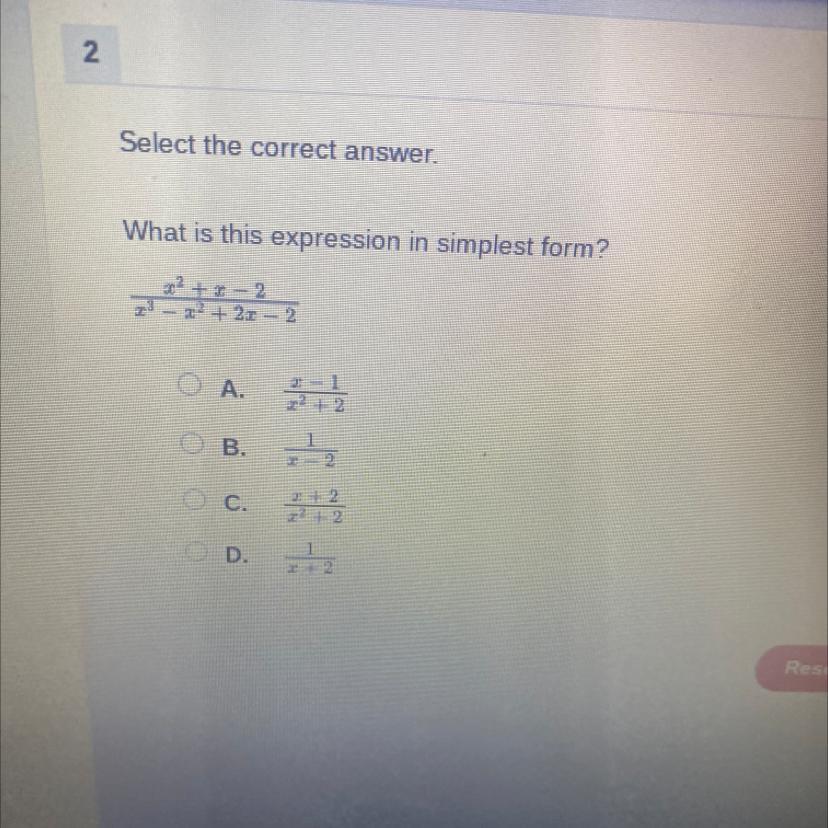 Select The Correct Answer.What Is This Expression In Simplest Form?see Picture