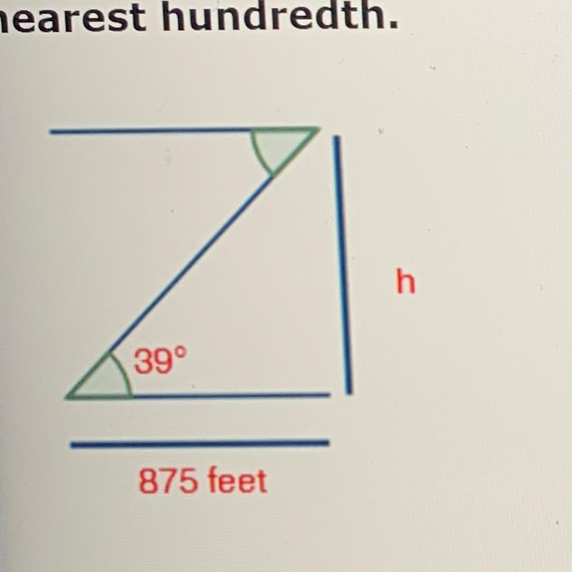 Solve For The Height H In This Right Triangle. Show All Steps And Round Your Answer To Thenearest Hundredth.h39875